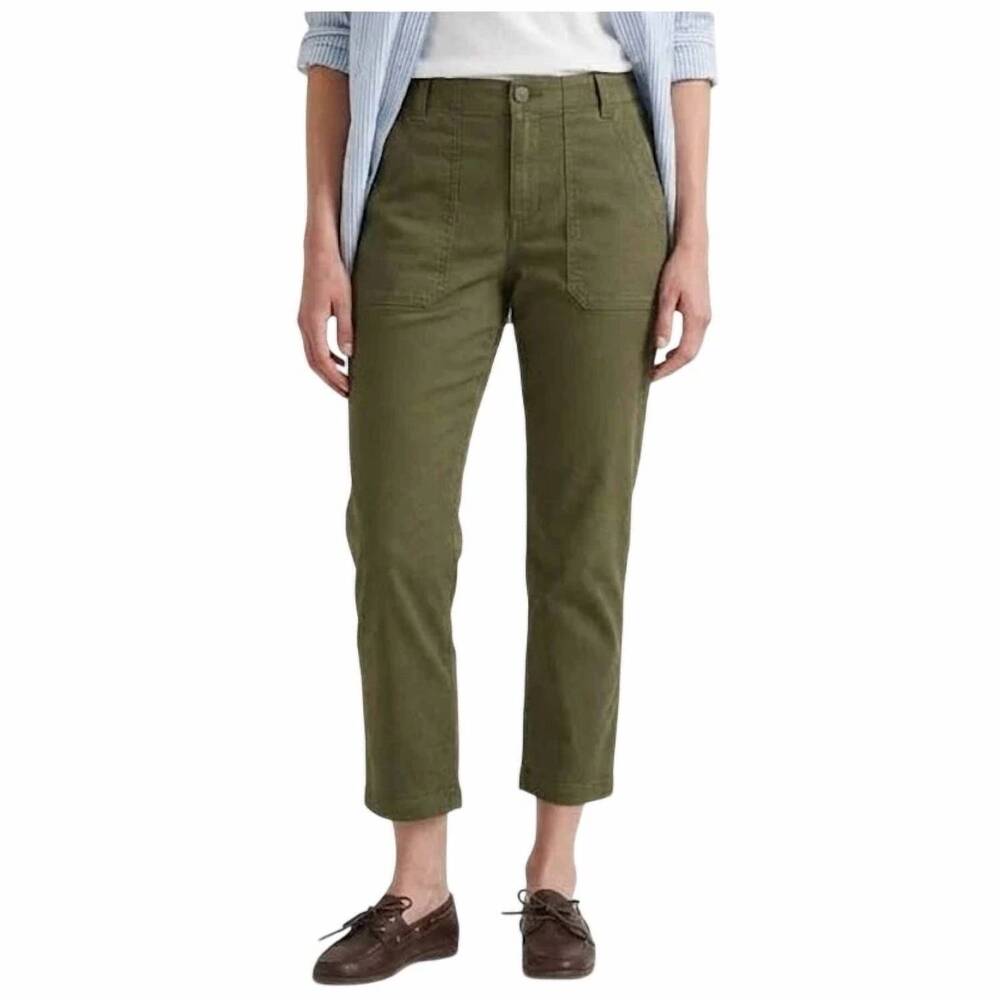 NEW EDDIE BAUER high rise utility canvas kick crop pants in alder green